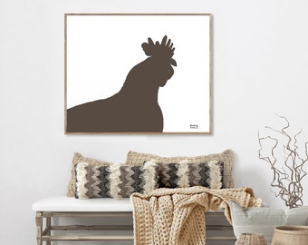 Brown Chicken Matte Print- Various Sizes  | Wall Art Print, Modern Farmhouse Decor, Chicken Painting, Scandinavian Decor