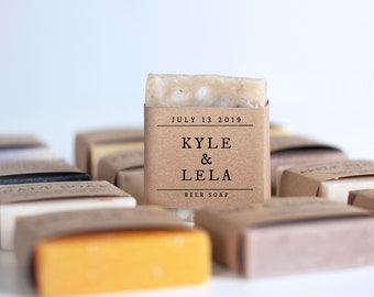 Wedding Soap Favors or Rustic Guest Soaps - Pick your scent - Personalize your wrap design or add a custom logo