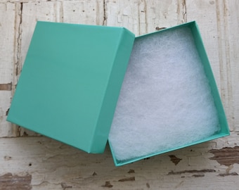 20- Square Teal Jewelry Boxes 3-1/2 x 3-1/2x - 1-7/8"  filled with cotton     |  Teal Blue Watch Box, Paper Jewelry Boxes, Jewelry Packaging