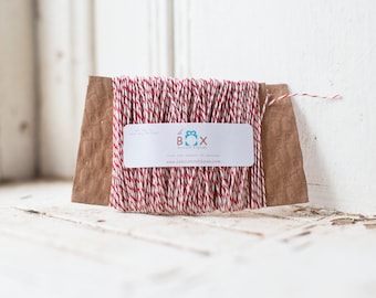 25 yards Red and White Baker's Twine- 4 ply FREE SHIPPING on  twine w/ additional purchase   Baking Supplies | Wedding Decor