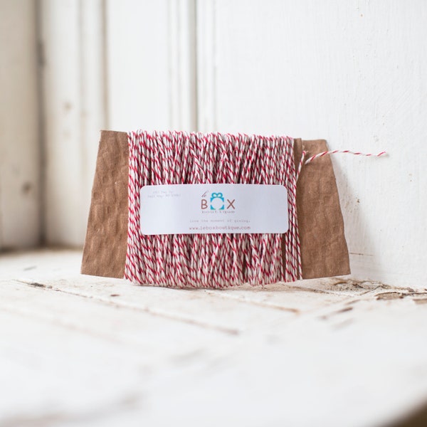 25 yards Red and White Baker's Twine- 4 ply FREE SHIPPING on  twine w/ additional purchase   Baking Supplies | Wedding Decor