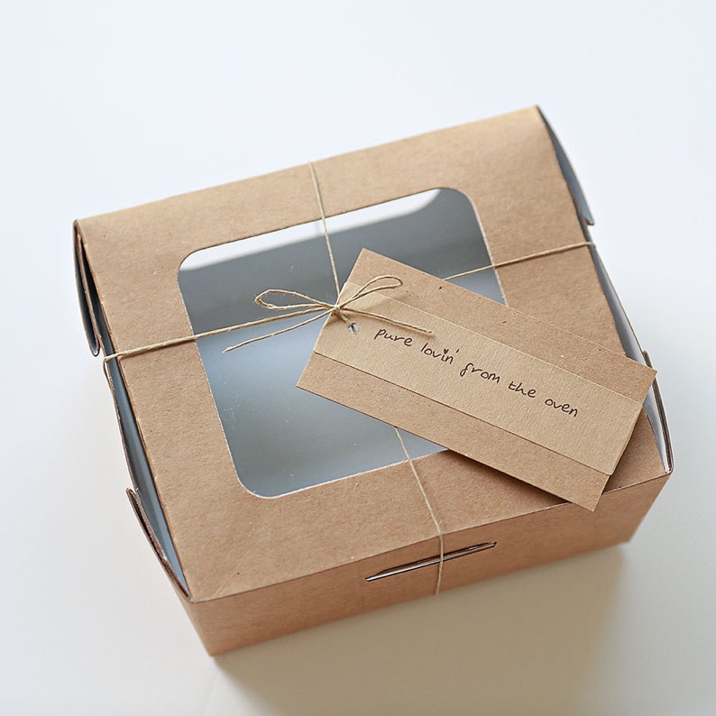 6 Kraft Compostable Salad Boxes 5x5x3 Wedding Pie Boxes image 0