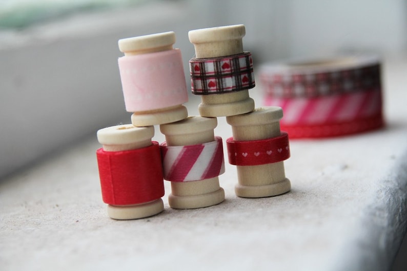 ITS ALL LOVE Japanese Washi Tape Assortment Valentine's Day Decorations, Decor, Party Favors, Pink and Red Wedding image 3