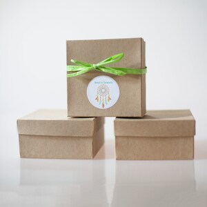 10- Square Kraft Jewelry Boxes filled with cotton   3-1/2 x 3-1/2 x 1-7/8"  - Box for a watch, Necklace box, Kraft bracelet box