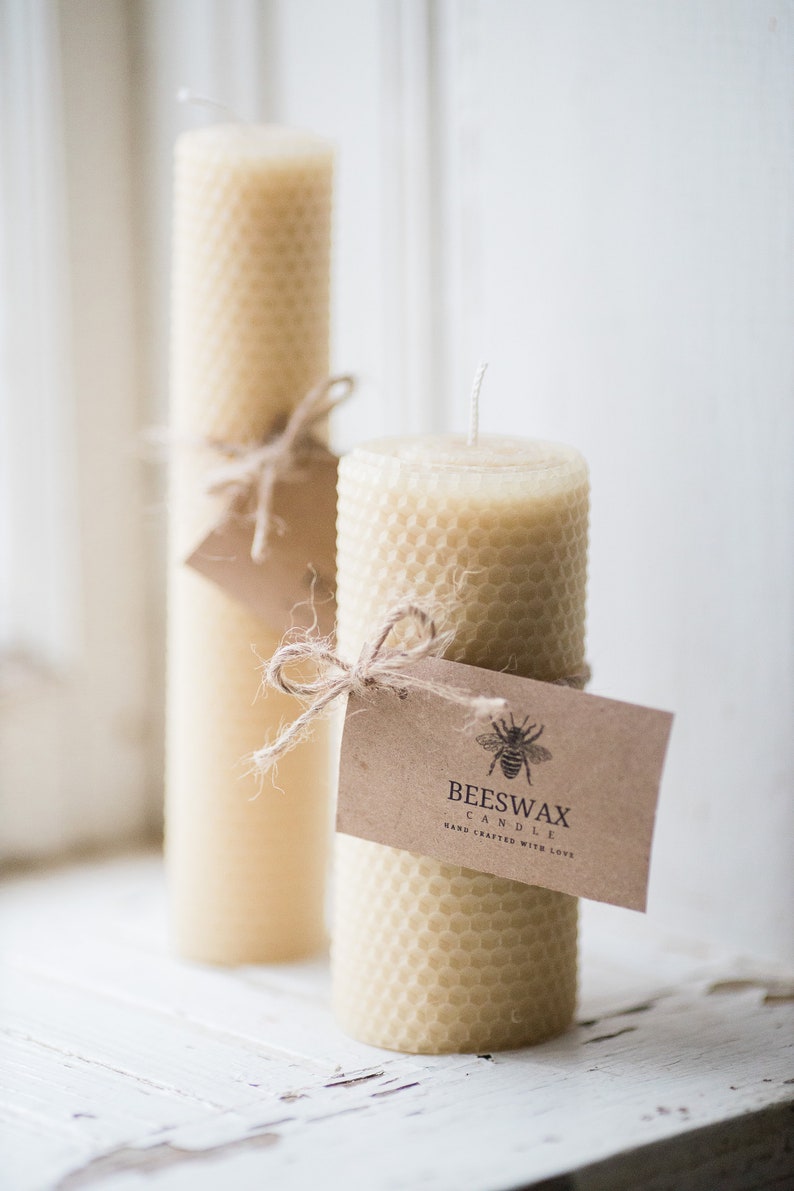 100 % Pure Beeswax Candle Hand-rolled Choice of size image 2