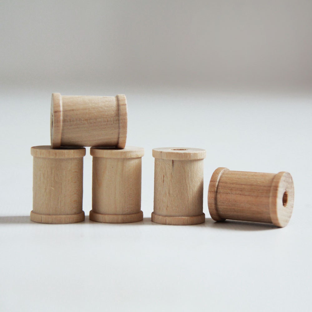 50 Natural Wooden Spools 1 x 3/4