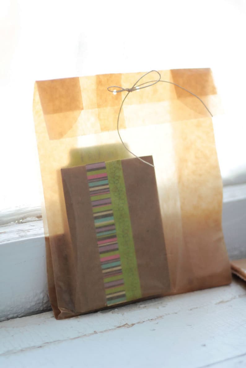 Biodegradable Kraft Wax Paper Bags-7.8 x 6 x 2.75 Lot of 20 As Seen In Better Homes and Gardens Food Gift Magazine image 3