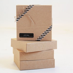 Set of 5- 10.5  x  10.5 x 2.5 Kraft  Gift Box -  2 pc lid and base