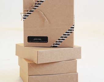 Set of 10- 10.5  x  10.5 x 2 1/2 inches - Kraft Gift Box