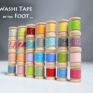 Washi Tape Grab Bag 8 rolls on wooden spoos 2 ft each Stripes / Dots / Chevron / Grid / Floral / Vintage Assorted Washi Set image 5
