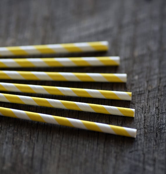Lemonade Yellow- Paper Straws- Set of 12