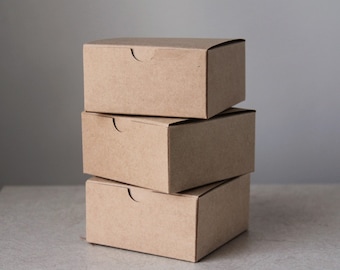 Kraft Brown Gift Boxes- Set of 10 - 4 x 4 x 2 inches with tuck top lid