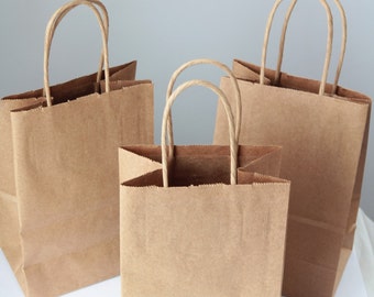 30 - Recycled Kraft Handle Bags 8x 5 1/4 x 3 1/2 inches