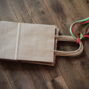 20 Recycled Kraft Handle Bags 8x 5 1/4 x 3 1/2 inches or 20.32 x 13.34 x 8.89cm image 5