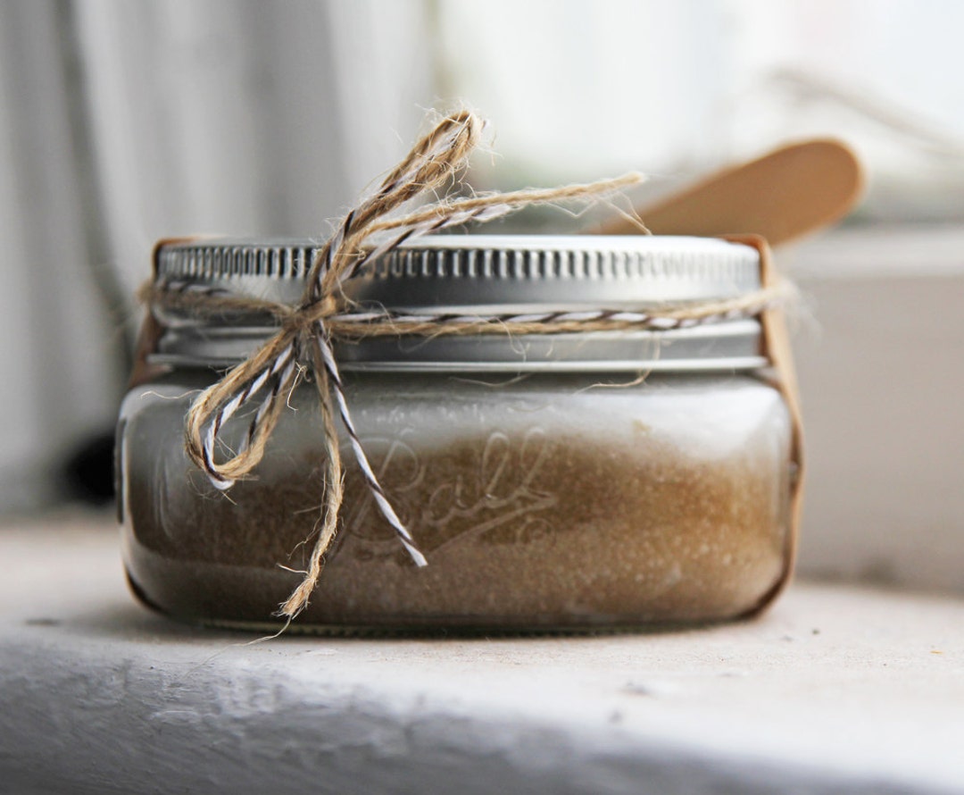 Coconut and Brown Sugar Scrub 8oz in Ball Jar Luxury Hand Scrub, Body