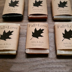 Wedding Soap Favors  1 oz - Custom Party Favors - Fall Wedding - Shower Favors - Rustic Wedding Favors - Handmade Soap Favors - Fall in Love