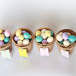 Set of 4 Biodegradable Spring or Easter Treat Cups with Washi Tape Tags image 3