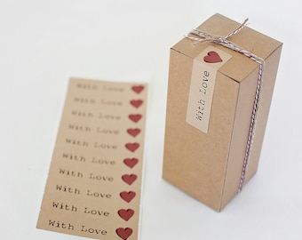 Set of 20  Kraft Stickers-  WITH LOVE