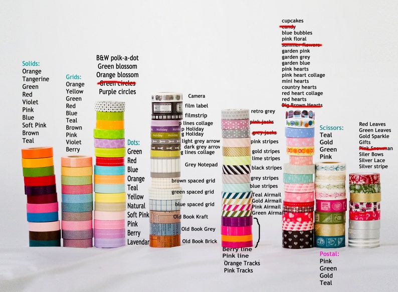 40 wooden spools Japanese Washi Tape Choose the Colors or Grab Bag Stripes / Dots / Chevron / Grid / Floral / Vintage Assorted Washi Set image 2