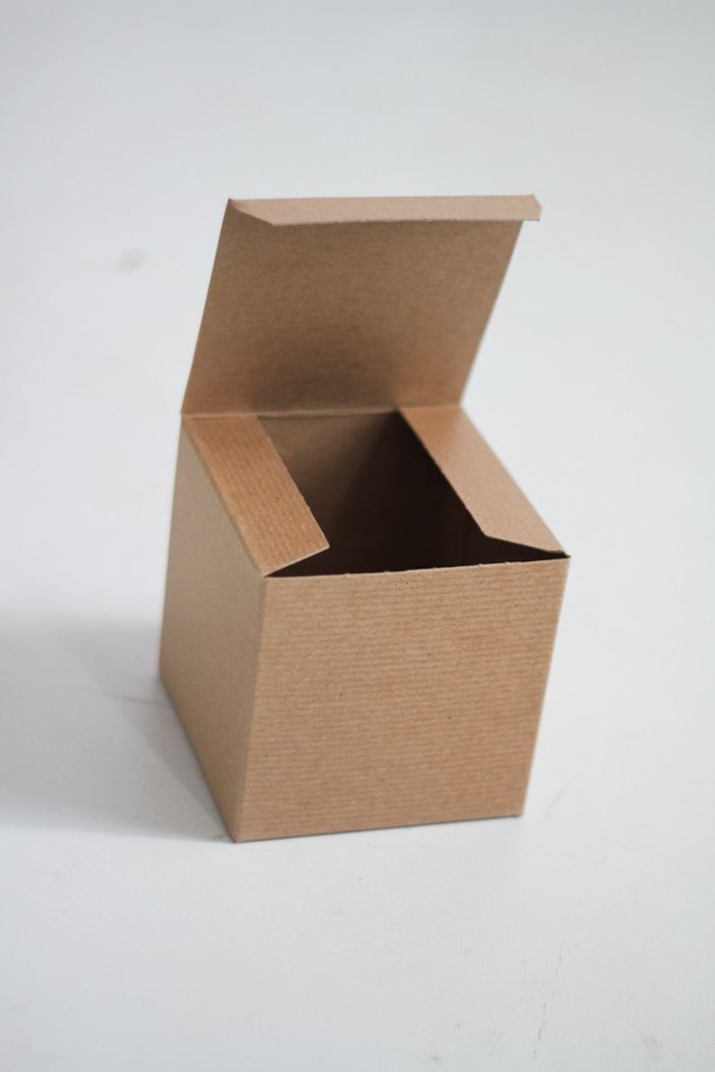 40 4x4x4 inch Kraft Gift Boxes Kraft Pinstripe or Solid Surface Rustic Wedding Box, Coffee Mug, Party Favors, Candy Box, Cupcake Box image 3