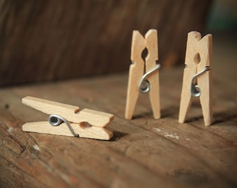 50 Mini Natural Wood Clothespins | Rustic Wedding Decor