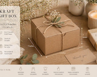 Kraft Gift Boxes (Set of 25) – 5x5x3 inch, Wedding Favor Boxes