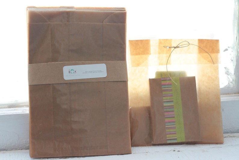 7.8 x 6 x 2.75 Set of 50 Biodegradable Kraft Wax Paper Bags image 4