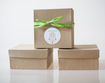 Kraft Jewelry Boxes Set – Square Cotton Filled Gift Packaging