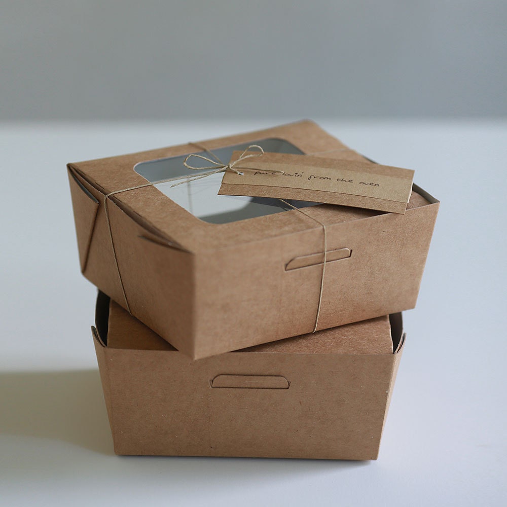 6 Kraft Compostable Salad Boxes Wedding Pie Boxes, Cake Boxes, Take