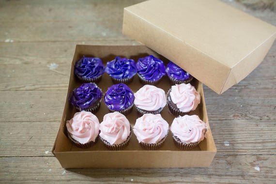 bakery box Set of 6- NEW SIZE-12 x 12 x 2 Kraft Gift Box 2 pc top and bottom bride /& groom gifts Great for cupcakes clothing boxes