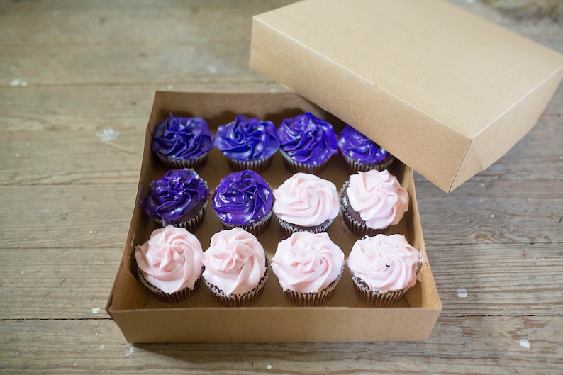 bakery box Set of 6- NEW SIZE-12 x 12 x 2 Kraft Gift Box 2 pc top and bottom bride /& groom gifts Great for cupcakes clothing boxes