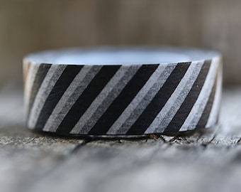 Black and White Diagonal Stripes -  Single Roll 10 mm - New Years Favors and Decor