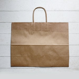 10- LARGE Recycled Kraft Handle Bags  16 x 6 x 12-1/2  inches