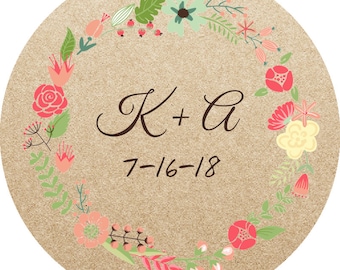 Kraft Circle Labels-2.5 in- Set of 12 -Wedding Stickers, Planners, Scrap booking, Invitations, Packaging, Party Favors, logo