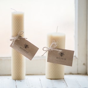 100 % Pure Beeswax Candle - Hand-rolled - Choice of size