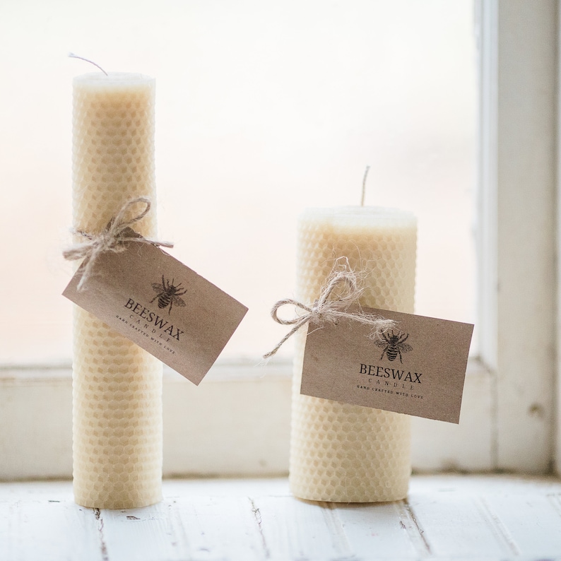 100 % Pure Beeswax Candle Hand-rolled Choice of size image 1