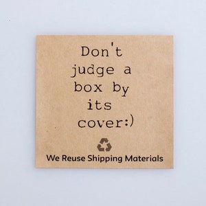 Don't Judge a Box By Its Cover |  12 Kraft Stickers  | Reuse and recycle your packaging with confidence