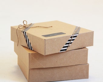 6 1/2 x 6 1/2 x 1 5/8 inch Kraft Gift Boxes set of 5