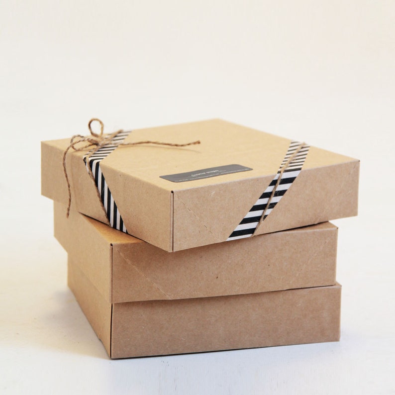 bakery box Set of 6- NEW SIZE-12 x 12 x 2 Kraft Gift Box 2 pc top and bottom bride /& groom gifts Great for cupcakes clothing boxes