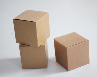 25- 4x4x4 inch Kraft Gift Boxes -Kraft Pinstripe or Solid Surface - with or without cupcake insert