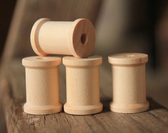 15 Natural Wooden Spools 1 3/16 x 7/8