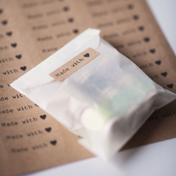 MADE WITH LOVE Kraft Stickers Set of 80 1.75 in X .5 in Etsy