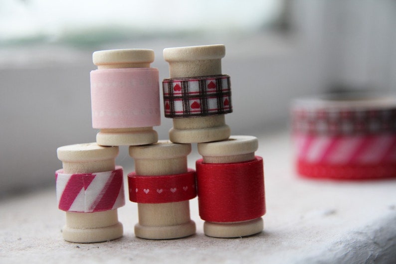 ITS ALL LOVE Japanese Washi Tape Assortment Valentine's Day Decorations, Decor, Party Favors, Pink and Red Wedding image 1