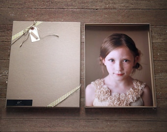 Recycled Kraft Photography Boxes for 8x10 prints-  box measures 8 1/4 x 10 1/4 x 7/8-- Set of 100