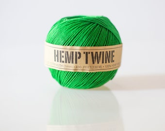 Green Hemp Twine - 1 mm - 430 feet | eco-friendly packaging- string for tags, jewelry & paper crafts |  birthday party decor
