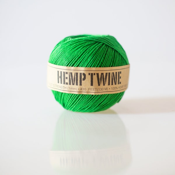 Green Hemp Twine - 1 mm - 430 feet | eco-friendly packaging- string for tags, jewelry & paper crafts |  birthday party decor