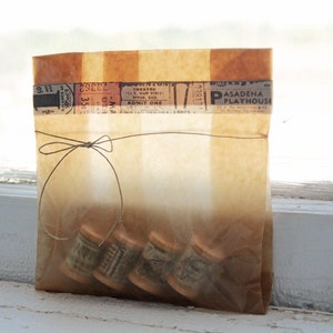 7,8 x 6 x 2,75 Conjunto de 70 sacos de papel de cera Kraft biodegradáveis