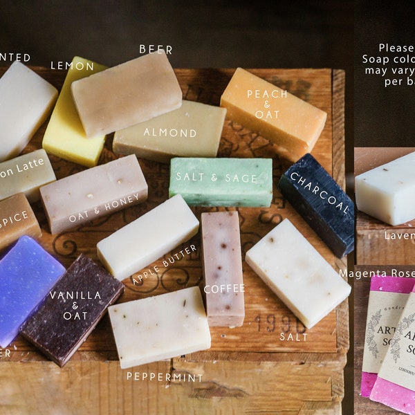 Unwrapped Mini Soap Favor Bars - Mini .75 oz Wedding Soap Favors - Rustic Guest Soaps - Choose your scent - Hotel Size soap