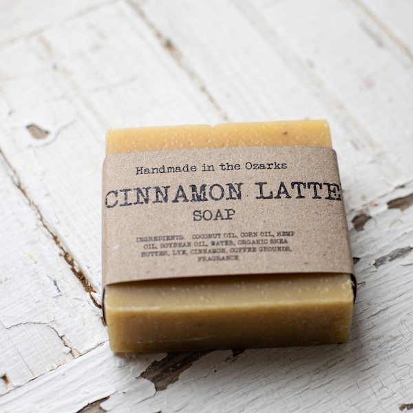 CINNAMON LATTE' Soap Bar- 5 oz - Exfoliating and moisturizing handmade soap