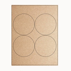 Stickers circulaires vierges ou imprimés personnalisés - 3,9 pouces en kraft marron, crème ou blanc - Lot de 4 étiquettes par feuille